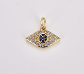 18K Gold Filled Blue Cubic Zirconia Evil Eye Charm, Micro Pave CZ Evil Eye Pendant, Evil Eye Charm, Evil Eye Pendant, Evil Eye Necklace, 14x13mm, CP052